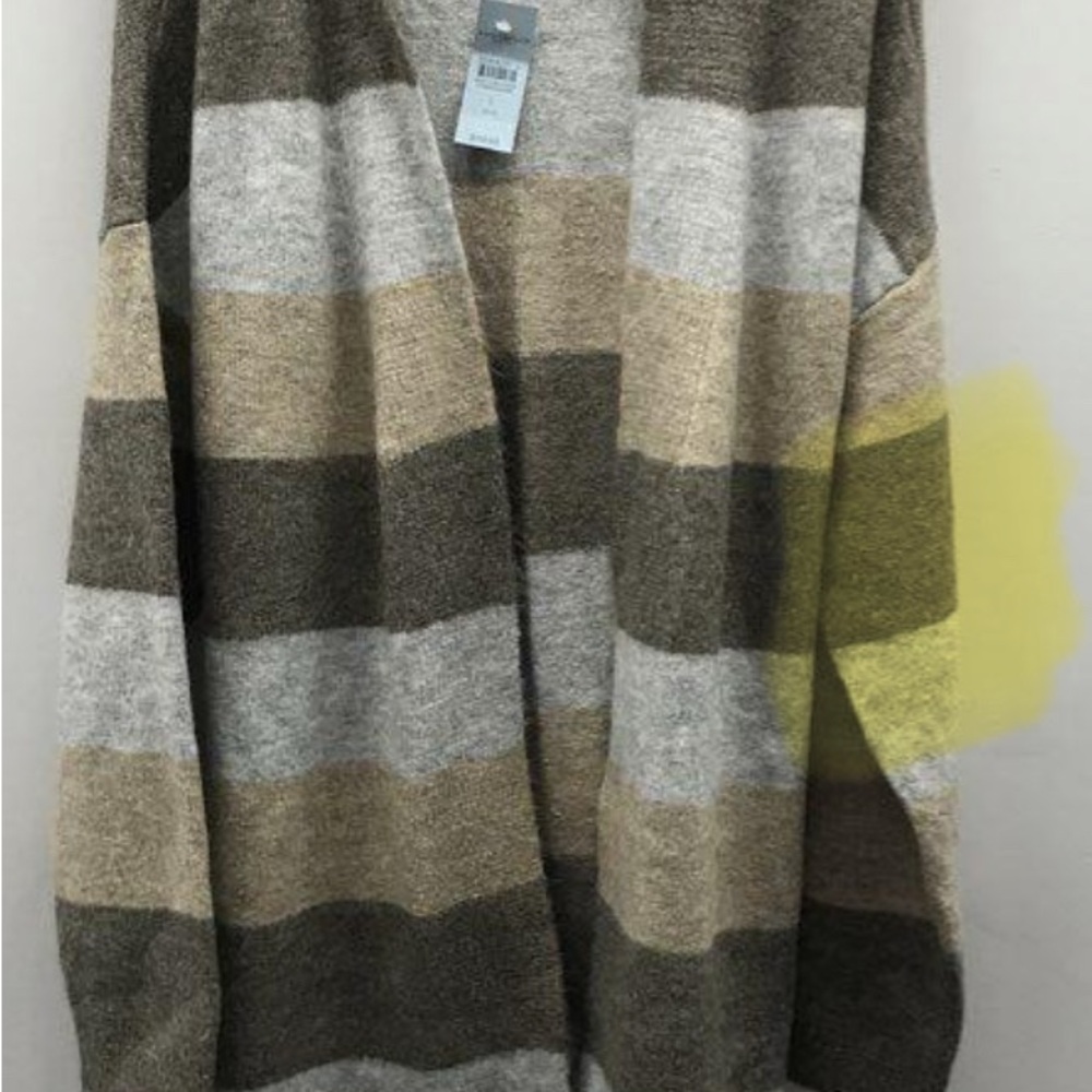 NWT Ann Taylor Long Cardigan - Gray, Brown, Cream Stripes